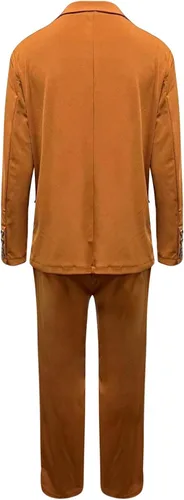 Vista 4 de Hugncmy Conjunto de traje de dos piezas con solapa para mujer, chaqueta formal de manga larga con botones + overol de manga corta para mujer