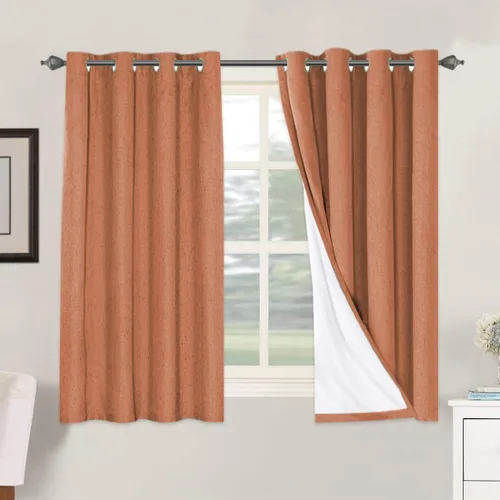 Vista 245 de H.VERSAILTEX Cortinas 100% opacas con aislamiento térmico, texturizadas, de lino, con bloqueo completo de calor y luz, para sala de estar y Negro