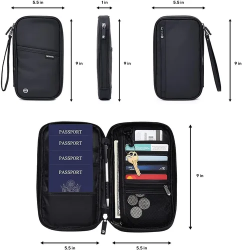 Vista 2 de ARTOS Carpeta de viaje para organizador de documentos, Negro -, Cartera Rfid