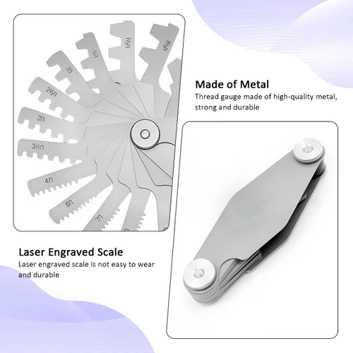 Vista 4 de 29 Grados Acme Tornillo Pitch Gauge Stainless T-Thread Juego de herramientas de corte 16pcs