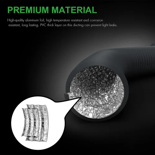 Vista 2 de iPower Manguera de ventilación flexible de conducto de aluminio de 3 pulgadas y 8 pies con protección de 4 capas para secadora para calefacción