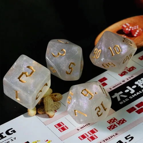 Vista 3 de Juego de 10 dados poliédricos DND (70 piezas) con 2 bolsas de cuero, juego de dados D&D para Calabozos y Dragones, juegos de mesa RPG