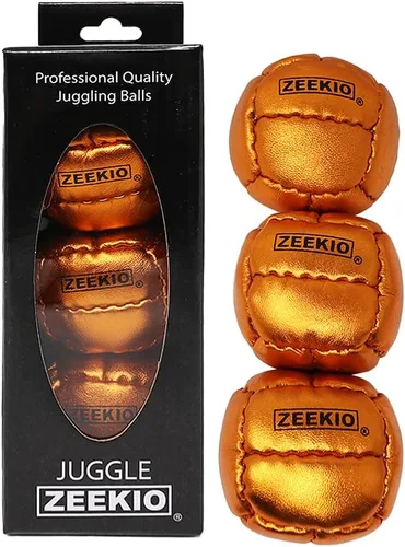 Vista 20 de Zeekio Galaxy Malabares - Pelotas de cuero genuino de 12 paneles de primera calidad, 4.59 oz, 2.638 in, paquete de 3 (negro)
