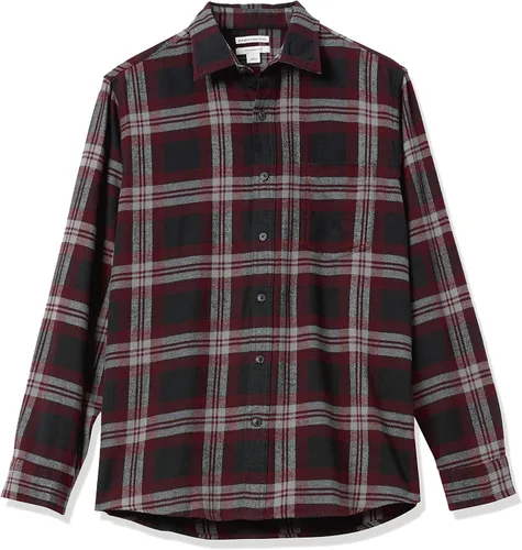 Vista 36 de Amazon Essentials Camisas de franela de manga larga para hombre, corte ajustado, a cuadros con botones