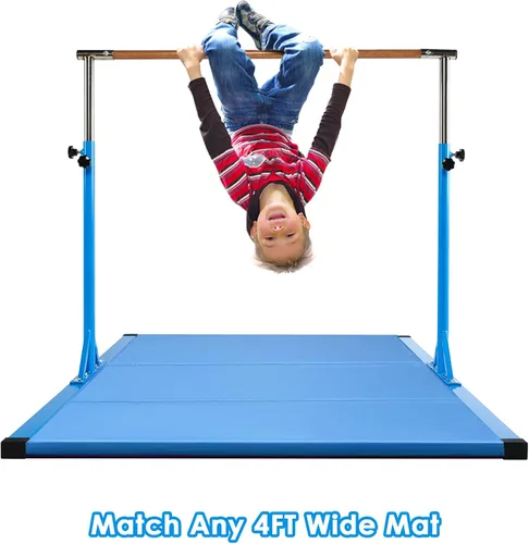 Vista 7 de Dai&F Barra de gimnasia para niños, barras de gimnasia de 3 a 5 pies para el hogar con 1-11 niveles de altura ajustable, barra de entrenamiento