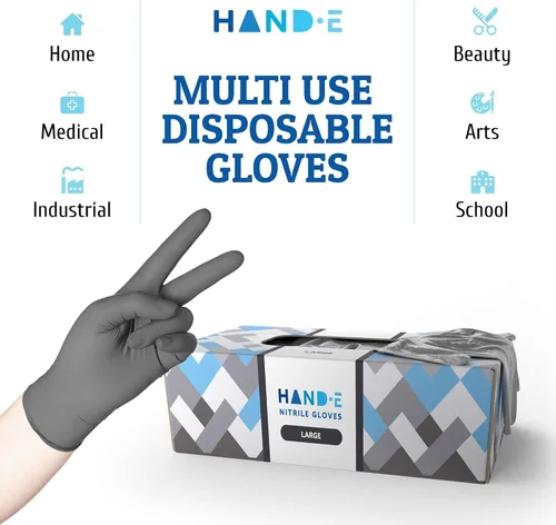 Vista 8 de Guantes desechables de nitrilo gris, 50 y 200 unidades, guantes médicos sin látex