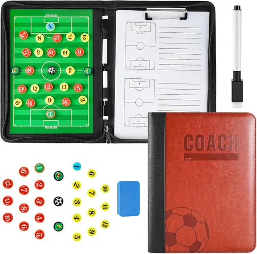 Vista 12 de Pure Vie Tabla magnética de tácticas de entrenamiento de fútbol, portapapeles de fútbol portátil para entrenadores de fútbol de borrado en seco