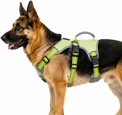 Vista 25 de Arnés de perro multiusos con soporte, arnés reflectante a prueba de escapes sin tirones ajustable con asa duradera, arnés para caminar para perros