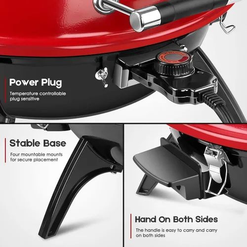 Vista 2 de Techwood - Parrilla eléctrica para barbacoa de 15 porciones para interiores y exteriores, diseño de doble capa, parrilla portátil extraíble, 1600 W