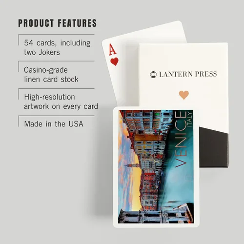 Vista 3 de Lantern Press Venecia, Italia, vista al canal (52 cartas de juego, baraja de cartas de tamaño póquer con comodines)