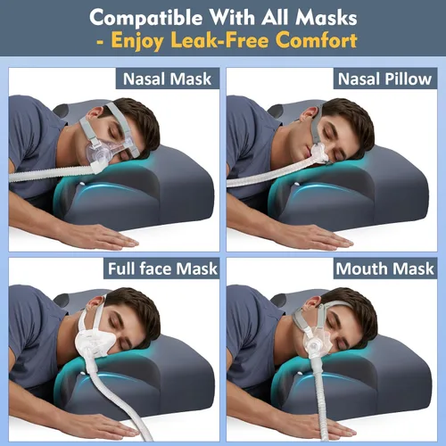 Vista 3 de IKSTAR Almohada CPAP 5.0 para dormir de lado, altura ajustable/soporte de cuello, almohada de espuma viscoelástica adecuada para todos los usuarios