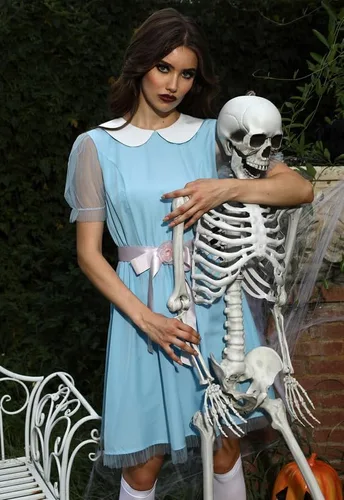 Vista 4 de Spadehill Disfraz de Lolita de manga abombada azul de Halloween para mujer