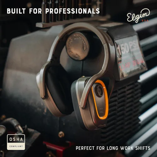 Vista 4 de Elgin Rampage - Auriculares Bluetooth de protección auditiva, compatibles con OSHA, 25 dB NRR, micrófono de aislamiento de ruido, batería de más