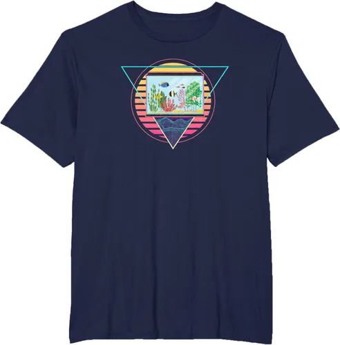 Vista 12 de Futuristic Fish Tank Synthwave Vaporwave Aquarium Aesthetic T-Shirt Negro