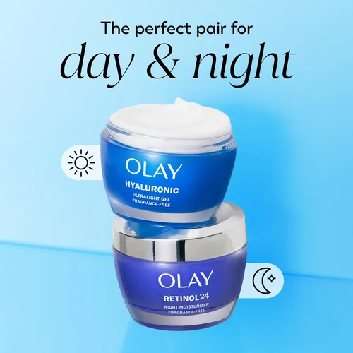 Vista 11 de Olay - Hidratante facial con ácido hialurónico, hidratación instantánea para mujeres, sin fragancia - solución para piel seca, resplandeciente