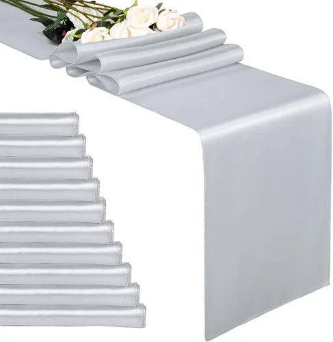 Vista 19 de Paquete de 20 caminos de mesa dorados de satén de 12 x 108 pulgadas de largo para bodas, decoraciones para fiestas de cumpleaños, banquetes
