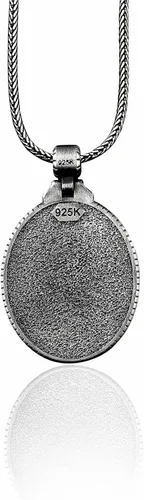 Vista 2 de BySilverStone Jewelry - Colgante Virgen María Sagrado Corazón, Collar Virgen María Plata para Hombre, Medallón Religioso, Encanto de Madre Santa