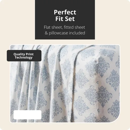 Vista 3 de Tahari Home - Sábanas matrimoniales, ropa de cama de franela de algodón de 4 piezas con fundas de almohada a juego, cepilladas para mayor suavidad
