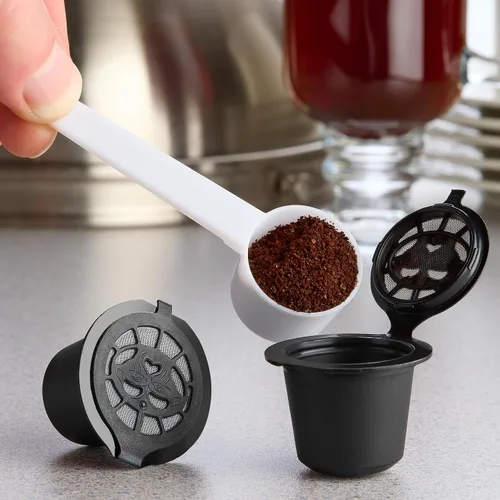 Vista 3 de Cápsulas reutilizables para Nespresso, 6 unidades, recipientes rellenables para máquinas Nespresso (compatibles con OriginalLine)