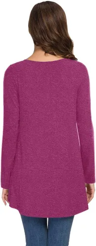 Vista 2 de AWULIFFAN Blusa tipo túnica holgada de manga larga con cuello redondo para mujer