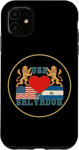 Vista 5 de iPhone 14 Bandera de El Salvador y Estados Unidos, Funda Salvadoreña