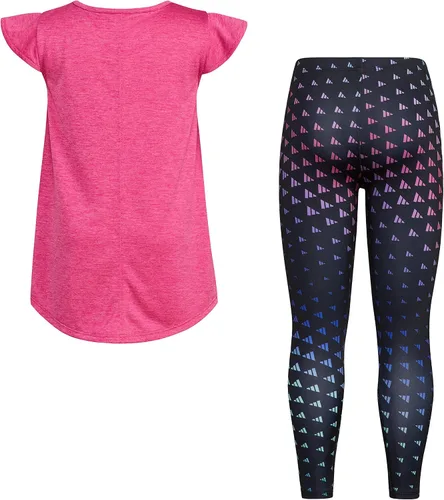 Vista 2 de adidas Conjunto de 2 piezas con camiseta y leggings de manga con vuelo para niñas