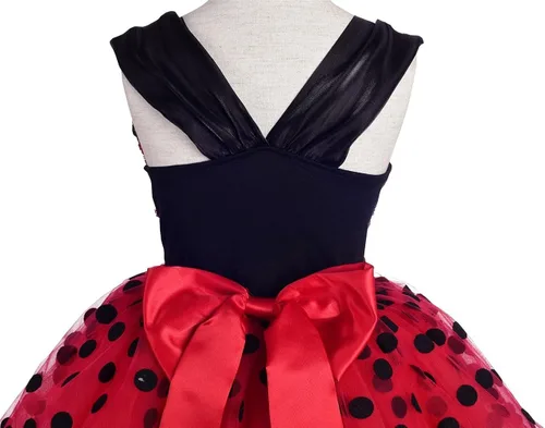 Vista 5 de Dressy Daisy Disfraz de mariquita de lunares para niñas vestido tutú de Halloween Navidad vestidos de fiesta talla 2-8