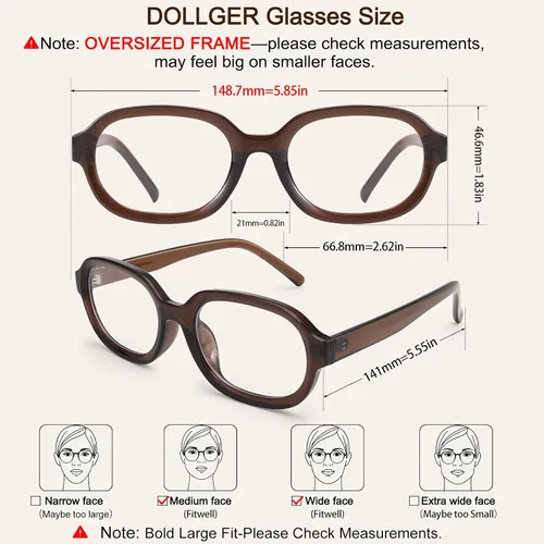Vista 6 de Dollger Lentes ovalados de luz azul para mujeres y hombres, de gran tamaño, lindos retro de los años 90, grandes y elegantes con bloqueo de luz