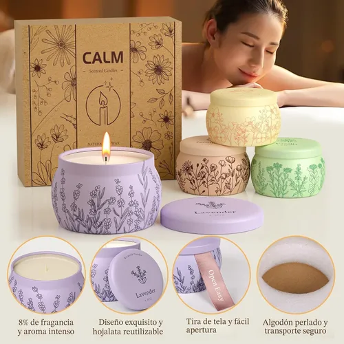 Vista 4 de Juego de velas perfumadas de regalo para mujeres, 17.6 onzas, paquete de 4