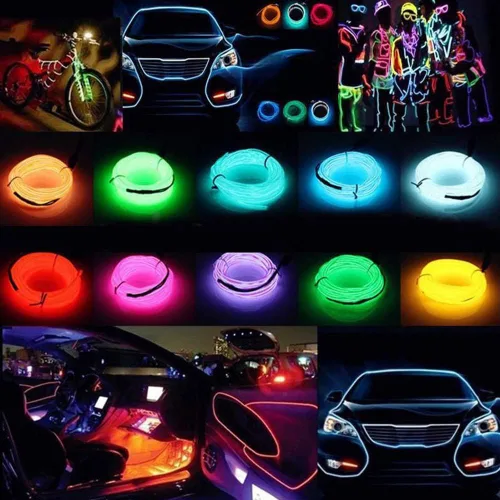 Vista 2 de ABALDI USB El Wire 2M/6FT 5V Neon Glowing Strobing Alambre Electroluminiscente para Decoraciones De Jardín - Azul
