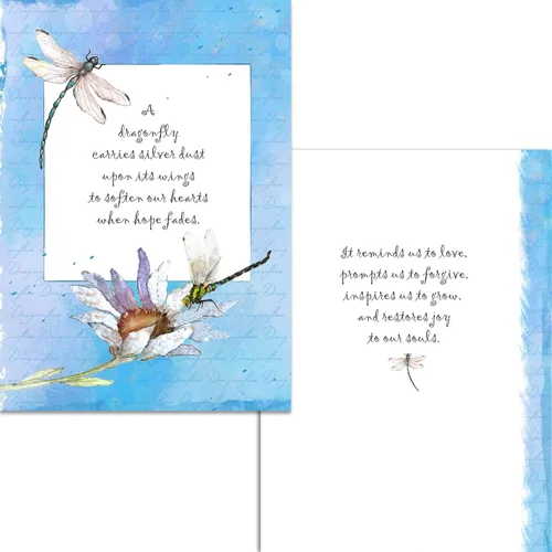 Vista 2 de Smiling Wisdom - Set de regalo de libélula de concha de abulón blanco - Tarjeta de felicitación de libélulas de esperanza y alegría - Mujer