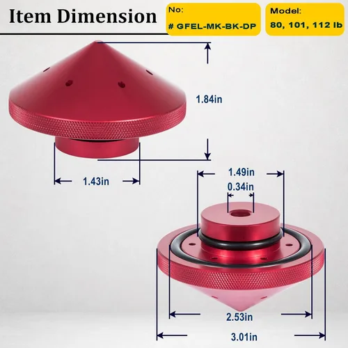 Vista 6 de Eliminador de motor de arrastre para tuerca de aluminio ajuste personalizado para modelos MinnKota de 80, 101 y 112 libras (GFEL-MK-BK-DP) - Rojo