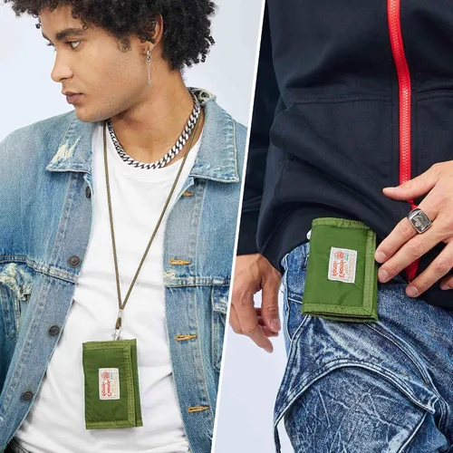 Vista 2 de Rough Enough - Cartera para niños con cordón para adolescentes y niños, con cremallera, monedero de nailon verde militar