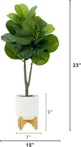 Vista 2 de Nearly Natural Higo de violín artificial de 33 pulgadas con maceta de soporte