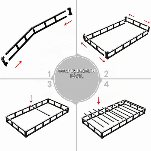 Vista 6 de HOBINCHE Somier individual de perfil bajo, somier de 3 pulgadas para cama de tamaño individual, base de cama resistente, base de colchón de metal
