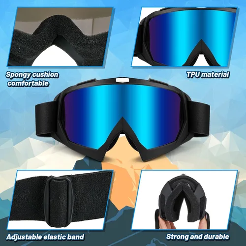 Vista 3 de Tallew Paquete de 4 gafas para motocicleta, gafas para bicicleta de tierra, ATV, UTV, antiarañazos para hombres y mujeres (color simple)
