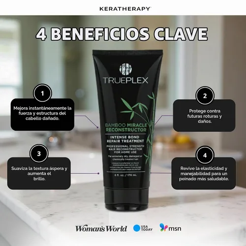 Vista 5 de KERATHERAPY Bamboo Miracle Reconstructor Bond Repair Tratamiento, 6 onzas, 6.0 fl oz – Protección térmica vegana y fortalecedor del cabello