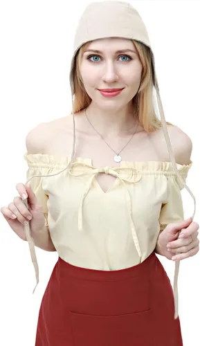 Vista 5 de FURPHI Gorra medieval coif para mujer, gorro colonial, victoriano, campesino, amish, accesorios de cosplay