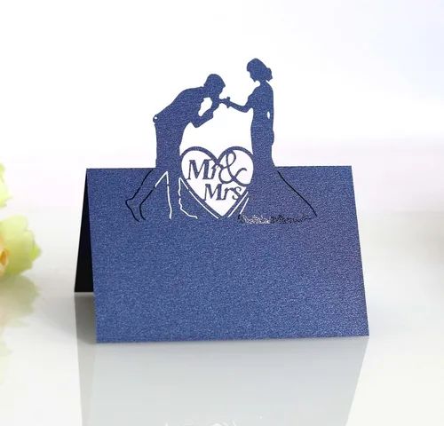 Vista 21 de 50 tarjetas de lugar, tarjetas de mesa, tarjetas de nombre para ajuste de mesa, romántico, amante, corazón, tarjeta de papel, banquete de asiento 3d