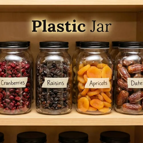 Vista 4 de Novelinks - Tarros de plástico de 32 onzas y tarros de plástico transparente con tapas, 32 onzas 6 Pack, Black, Quart Mason Jars Bulk, Plastic