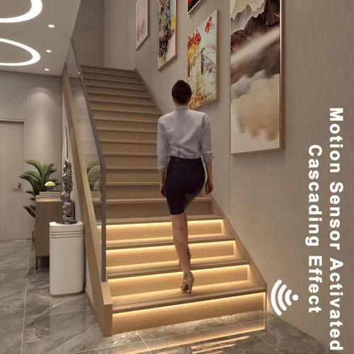 Vista 3 de Luces de Escalera con Sensor de Movimiento para Interiores, Luces LED Inteligentes para Escalones de Interior, 16 Escaleras de 40 Pulgadas