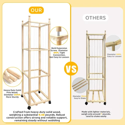 Vista 3 de Pmbqifay Organizador de animales de peluche, lindo animal de peluche de madera para almacenamiento de zoológico, jaula de juguetes de peluche