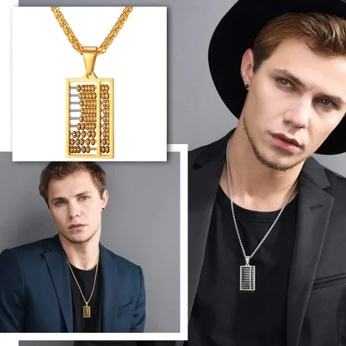 Vista 2 de U7 Punk Necklaces Stainless Steel 18K Gold Plated Large Hip Hop DaggerKnifeSwordSteampunk GearLarge Razor Blade Pendant Necklace for Men Women