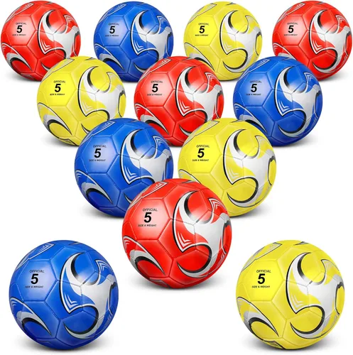 Vista 7 de Lenwen 12 pelotas de fútbol con inflador a granel, tamaño oficial 5, 4, 3, niños, adolescentes, adultos, deportes en interiores y exteriores, regalo