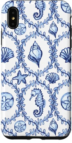 Vista 11 de Funda náutica para iPhone 12 Pro Max Coastal Nieta Preppy Shells náutica blanca azul mar