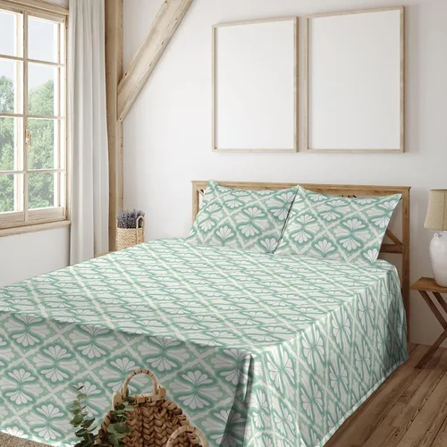 Vista 24 de Ambesonne Floral Sheet Set, Nature Themed Oversimplified Blossom Shaped Pattern Print Artwork, Fitted and Flat Sheet with Pillowcases Bedding Accent