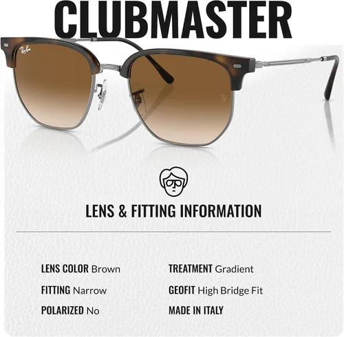 Vista 41 de Ray-Ban RB4416 NEW CLUBMASTER - Gafas de sol de forma cuadrada redonda con kit oficial de gafas