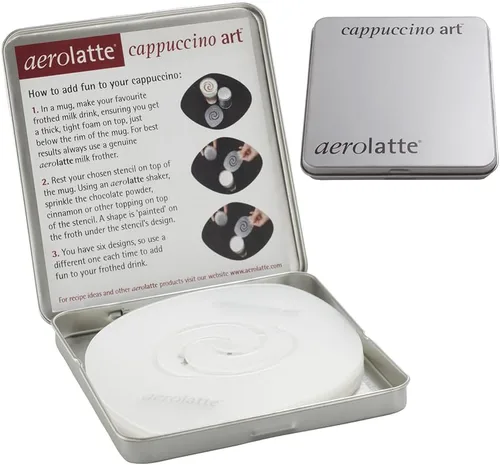 Vista 7 de Aerolatte Cappuccino Artist, para arte de café con leche, juego de 6 plantillas decorativas