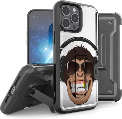 Vista 11 de Compatible con Apple iPhone 13 Pro Max Armor Kombo Kickstand Funda con clip para cinturón, híbrida, resistente, resistente, a prueba de golpes