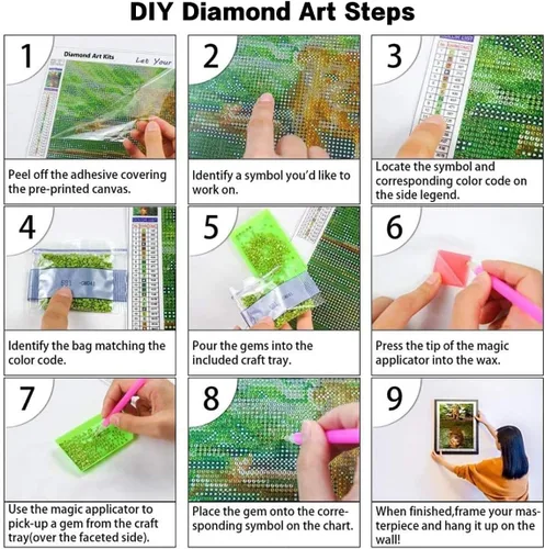 Vista 6 de WHYCJXWL Kits de arte de diamantes para adultos y niños, diamantes de imitación redondos de taladro completo, arte de bordado de punto de cruz, arte